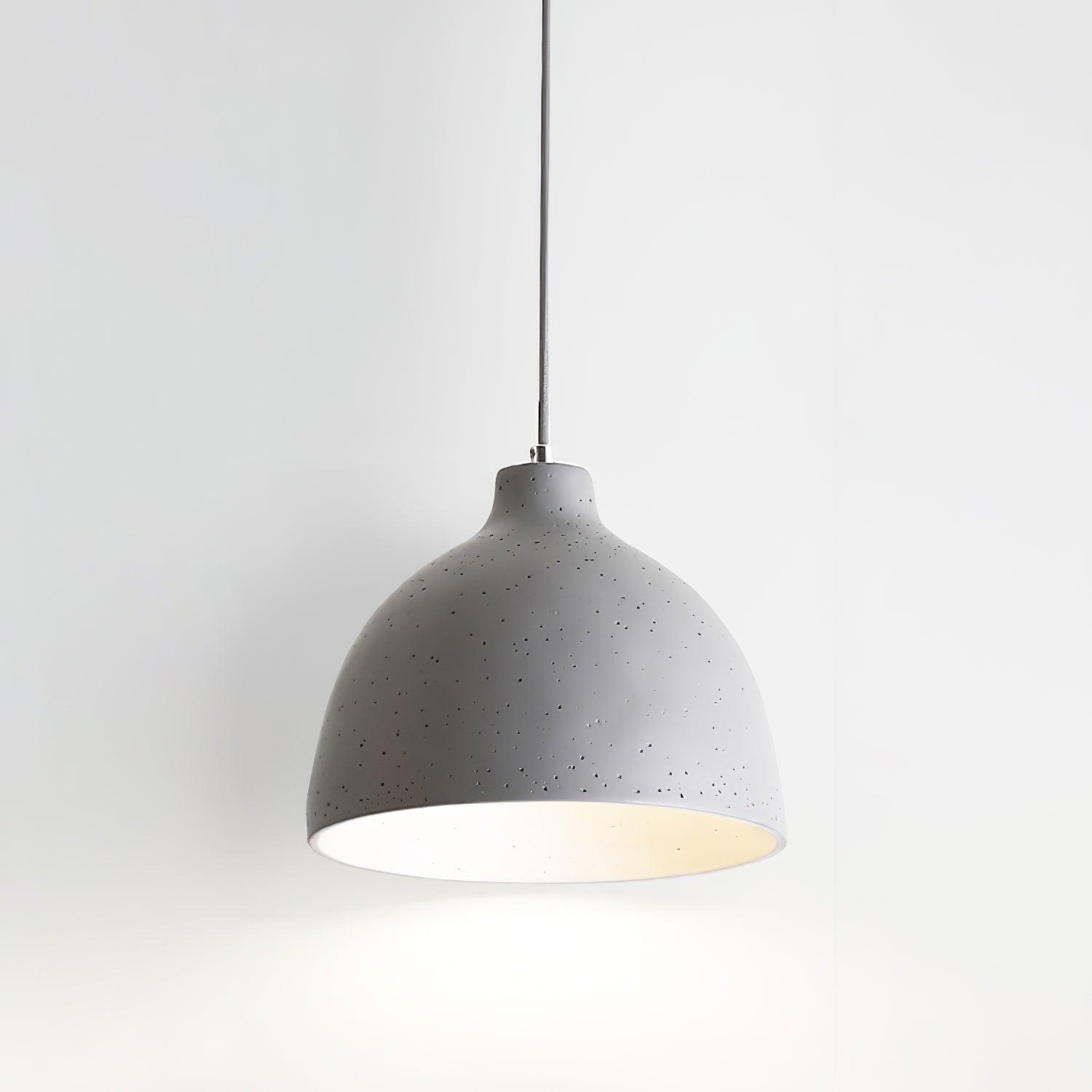 White bowl pendant with a glowing underside