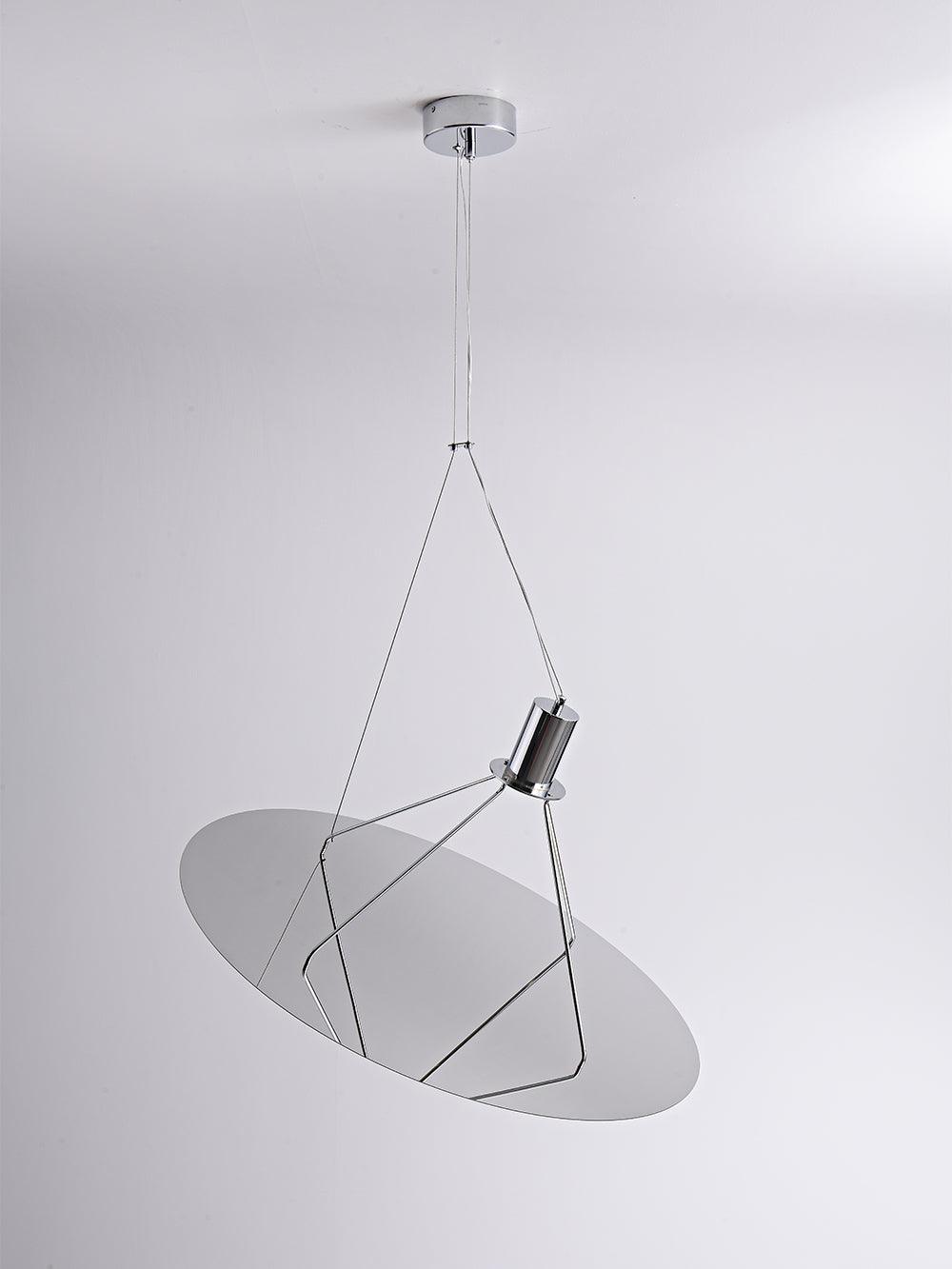 Chrome pendant with reflective circular surface
