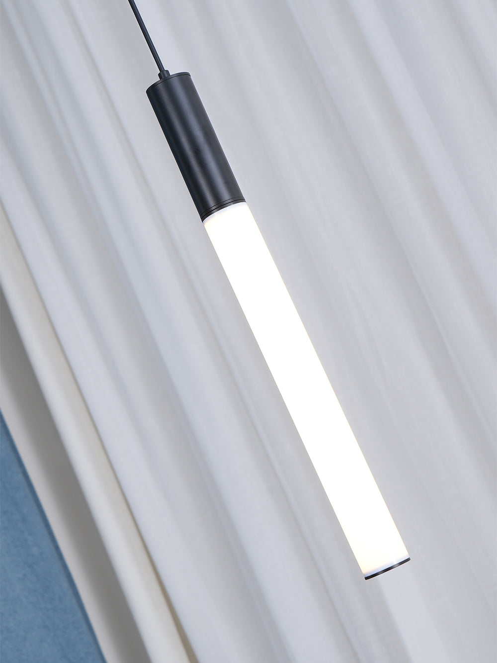 Close view of Black upper cylinder and White acrylic light bar