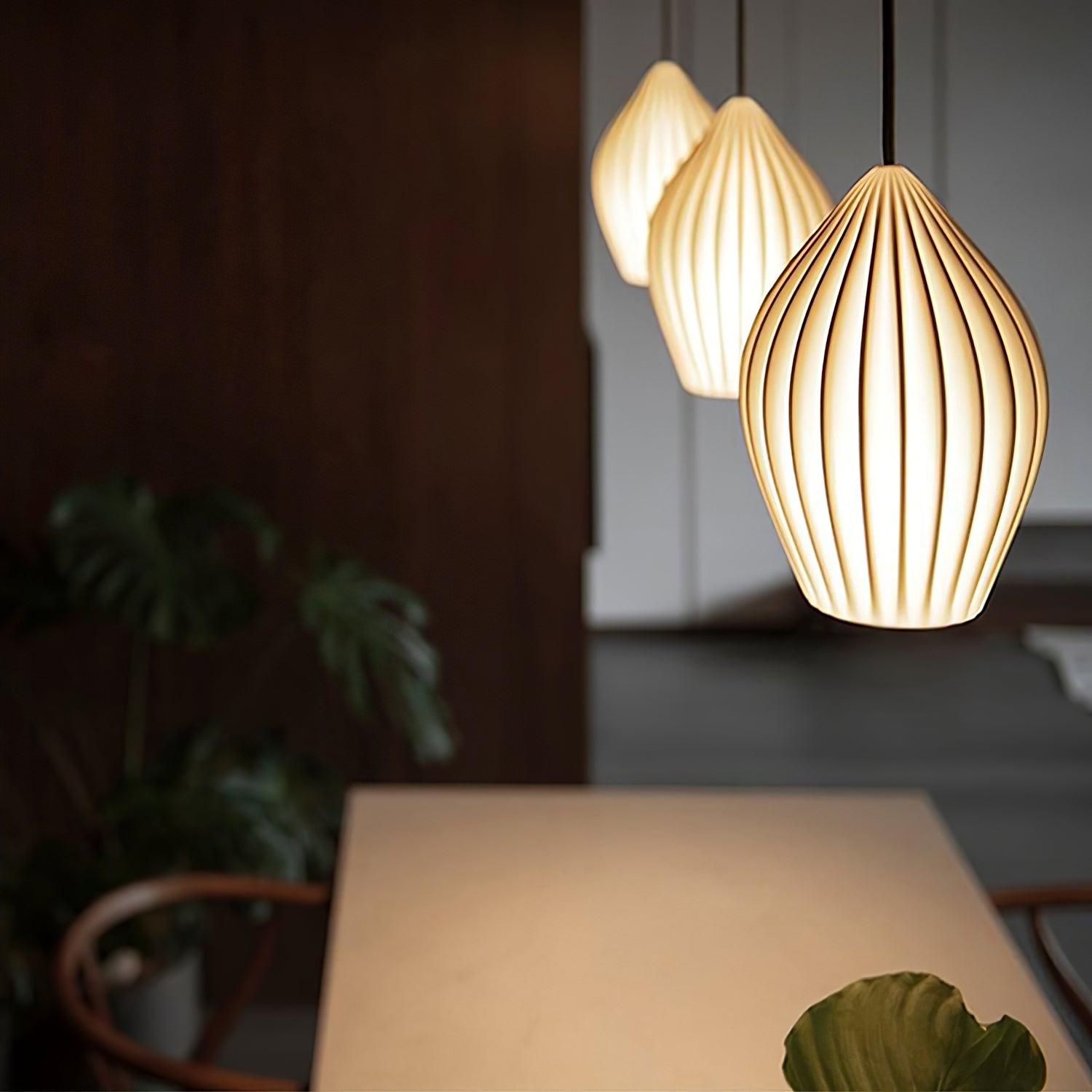 Ceramic Ribbed Pendant light - Cueteks