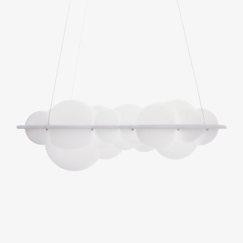 Unlit White cloud pendant on thin cables