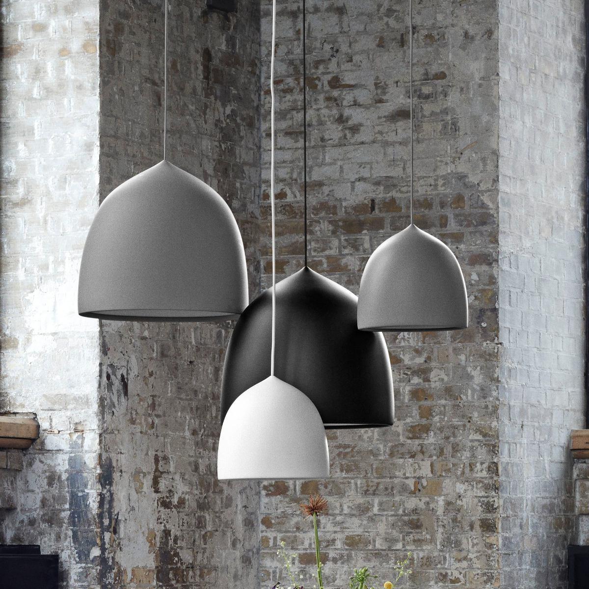 Group of grey, black and white bell pendants