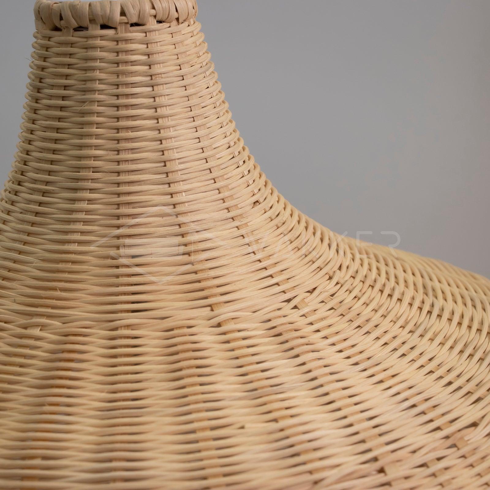 Narrow woven neck of the rattan shade