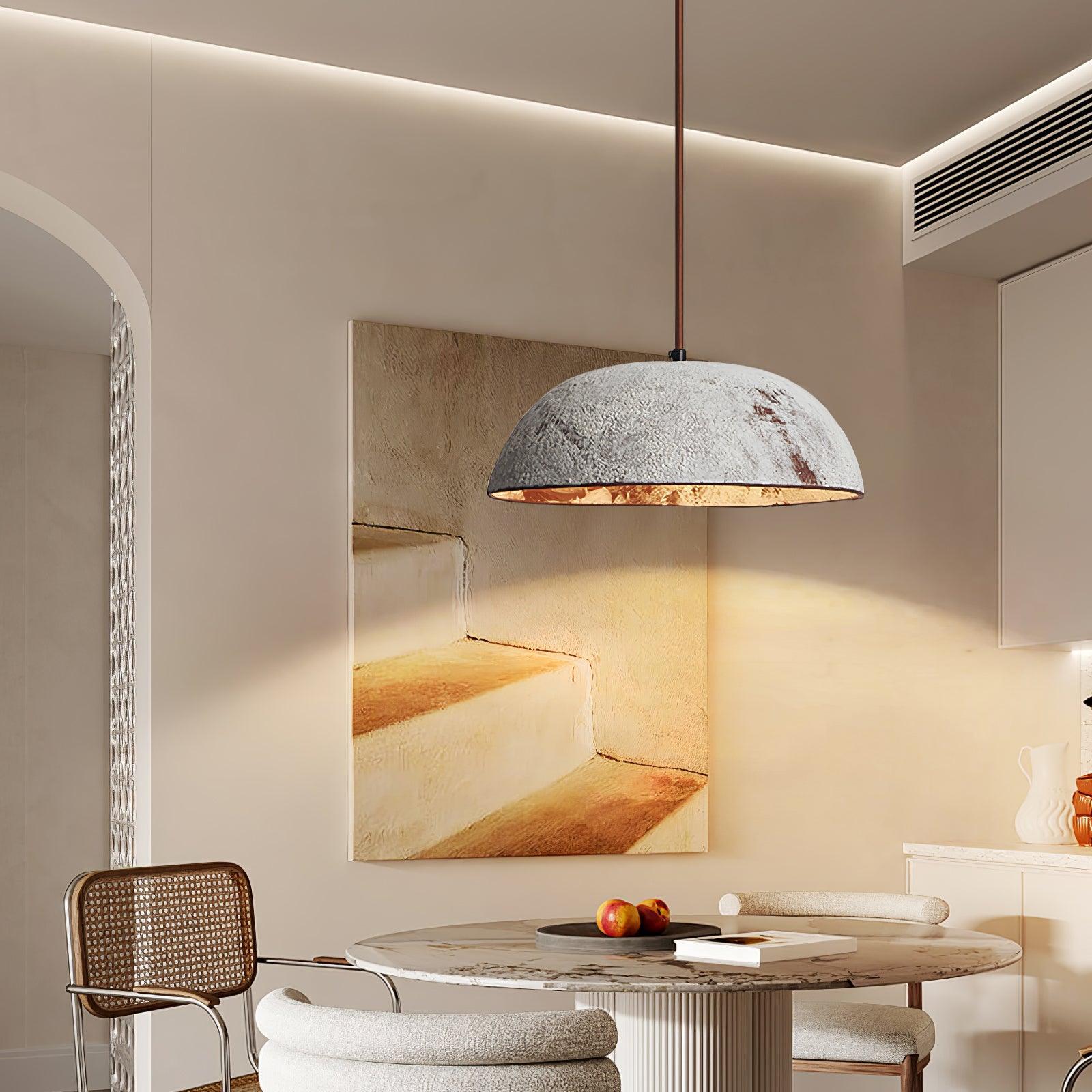 Ceramic dome above a small dining area