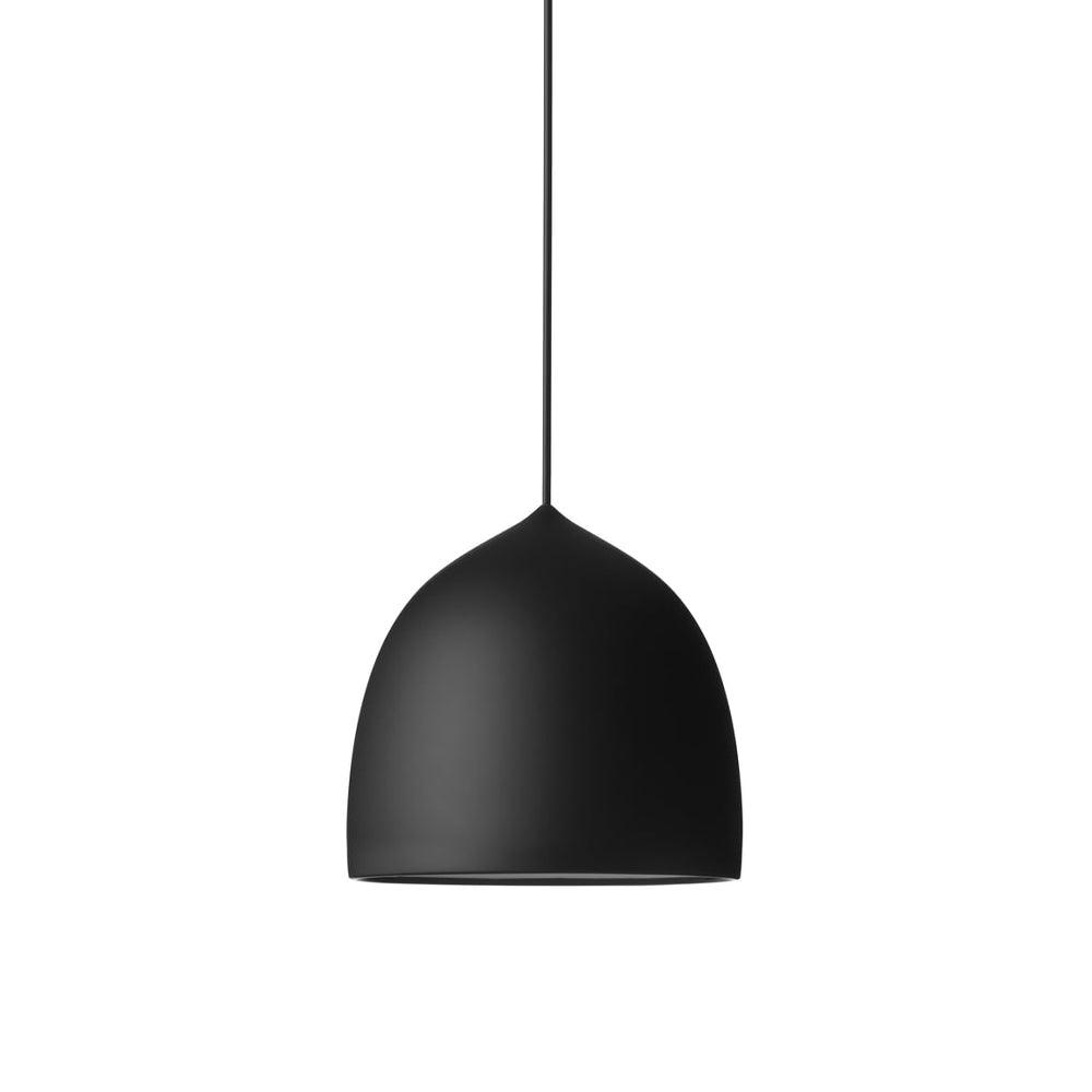 Black bell pendant with a pointed top and broad lower rim