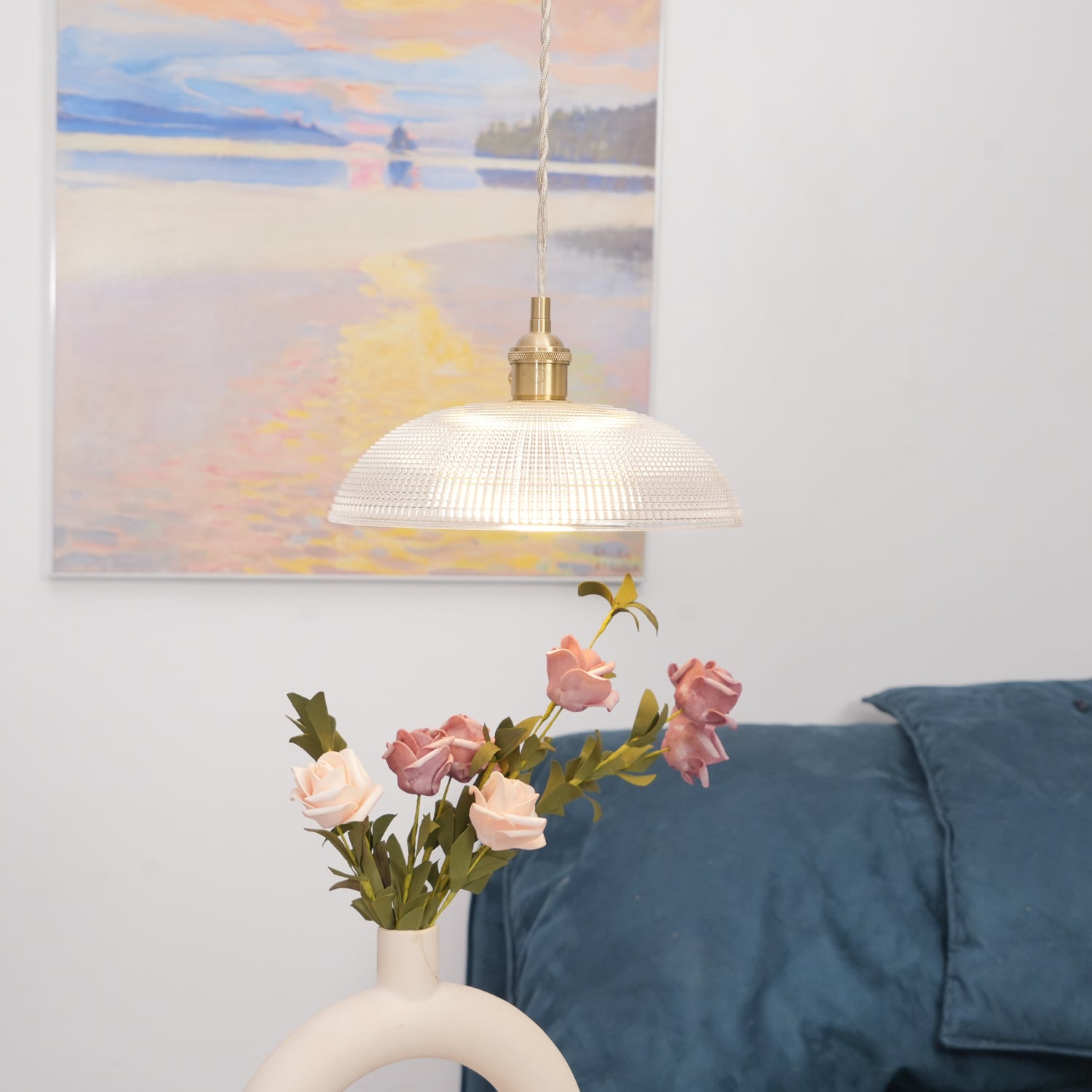 Ribbed Spiral Pendant Light - Cueteks