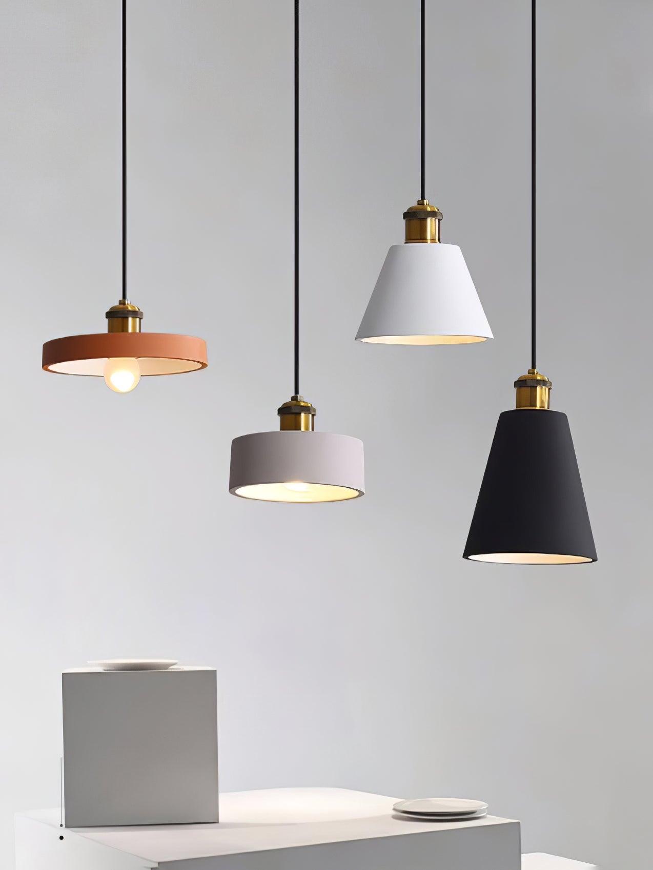 Geometric shades hanging at different heights