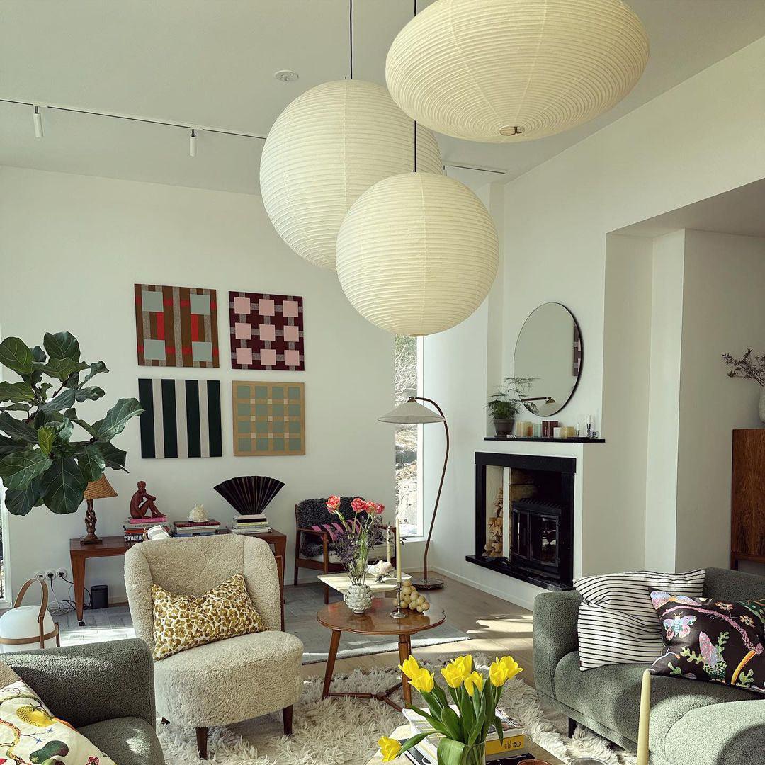 Washi Paper Round Series Pendant Lamp - Cueteks