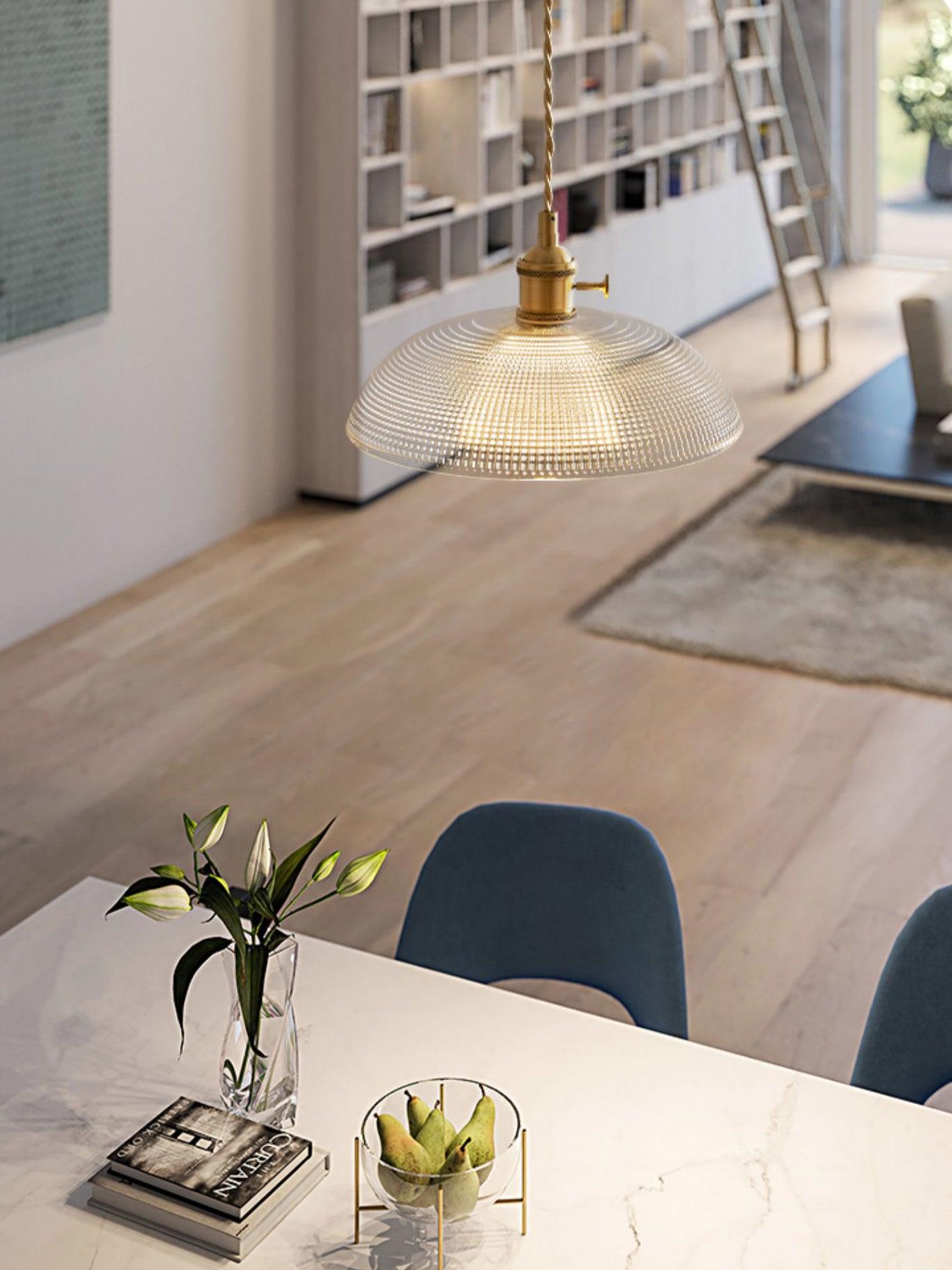 Ribbed Spiral Pendant Light - Cueteks