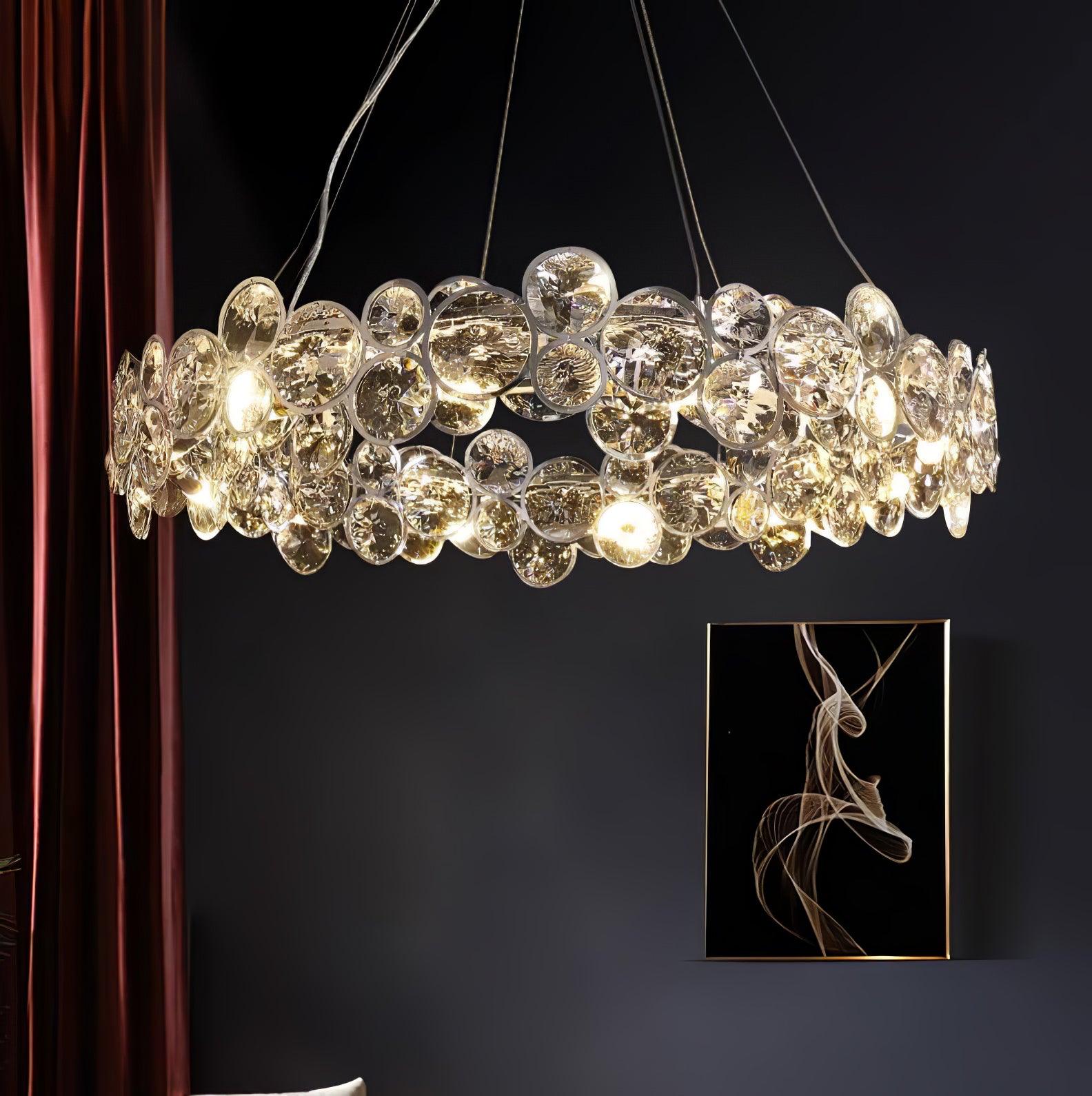 Chrome Round Crystal Chandelier - Cueteks