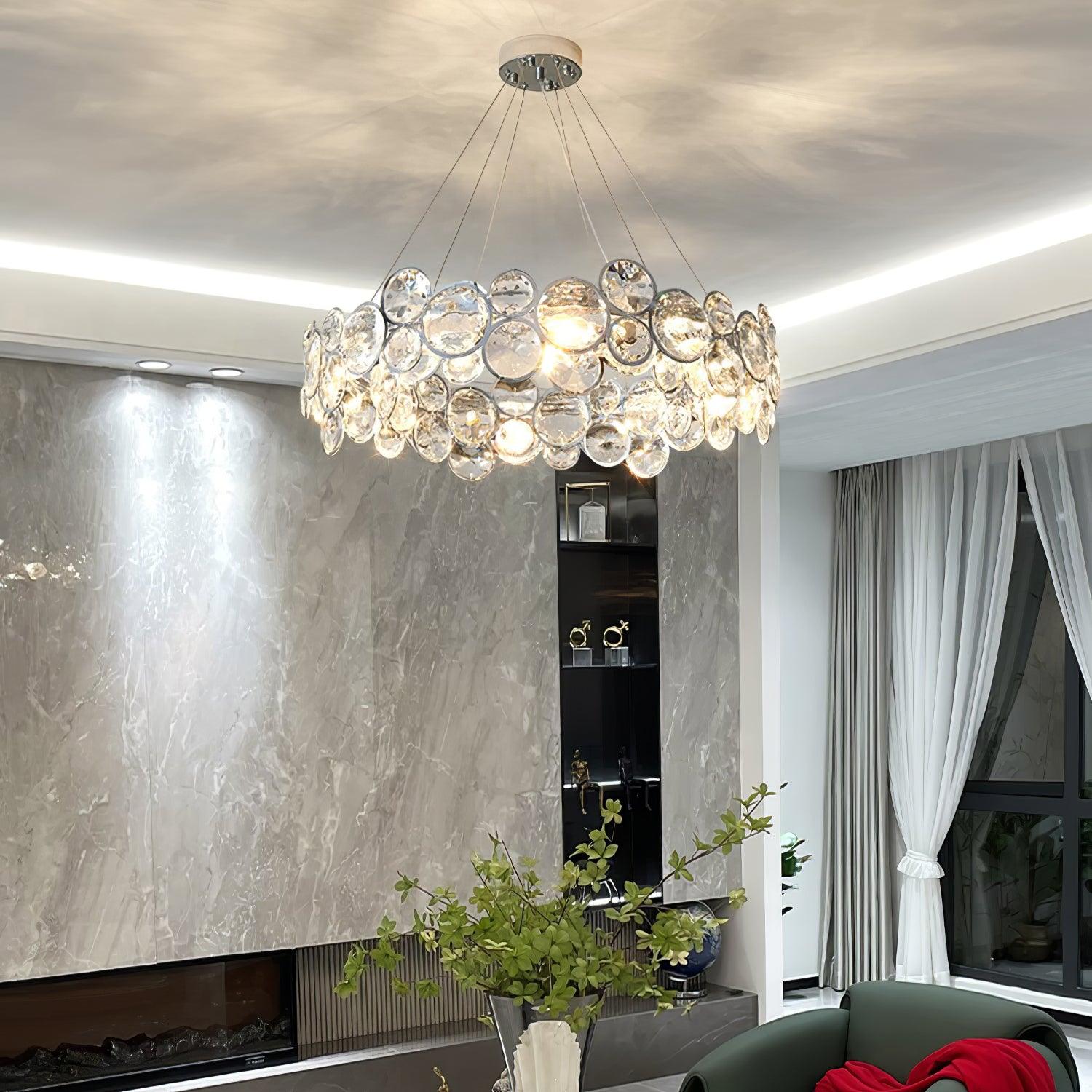 Chrome Round Crystal Chandelier - Cueteks