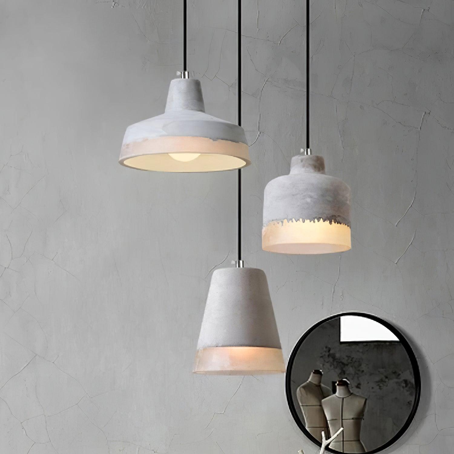 Three Delia shade profiles against a grey wall
