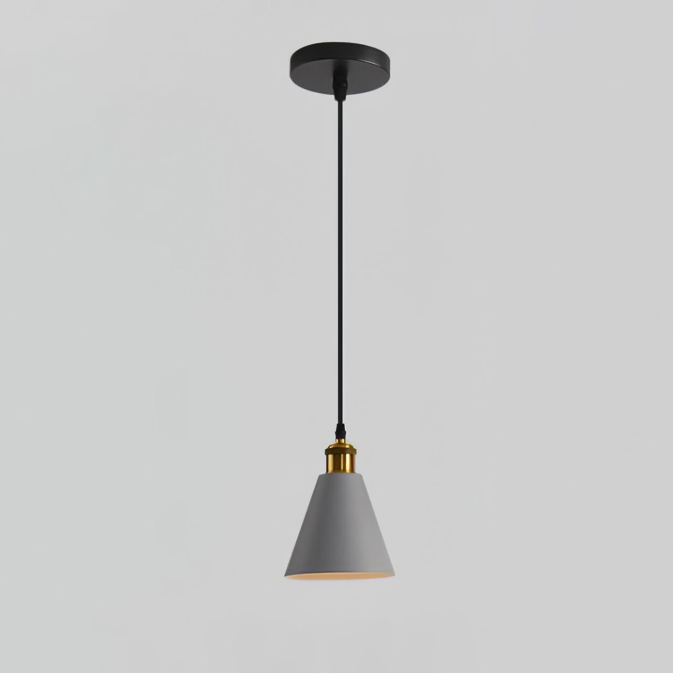 Grey cone pendant with a dark canopy