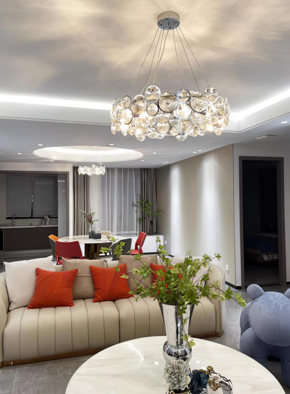 Chrome Round Crystal Chandelier - Cueteks