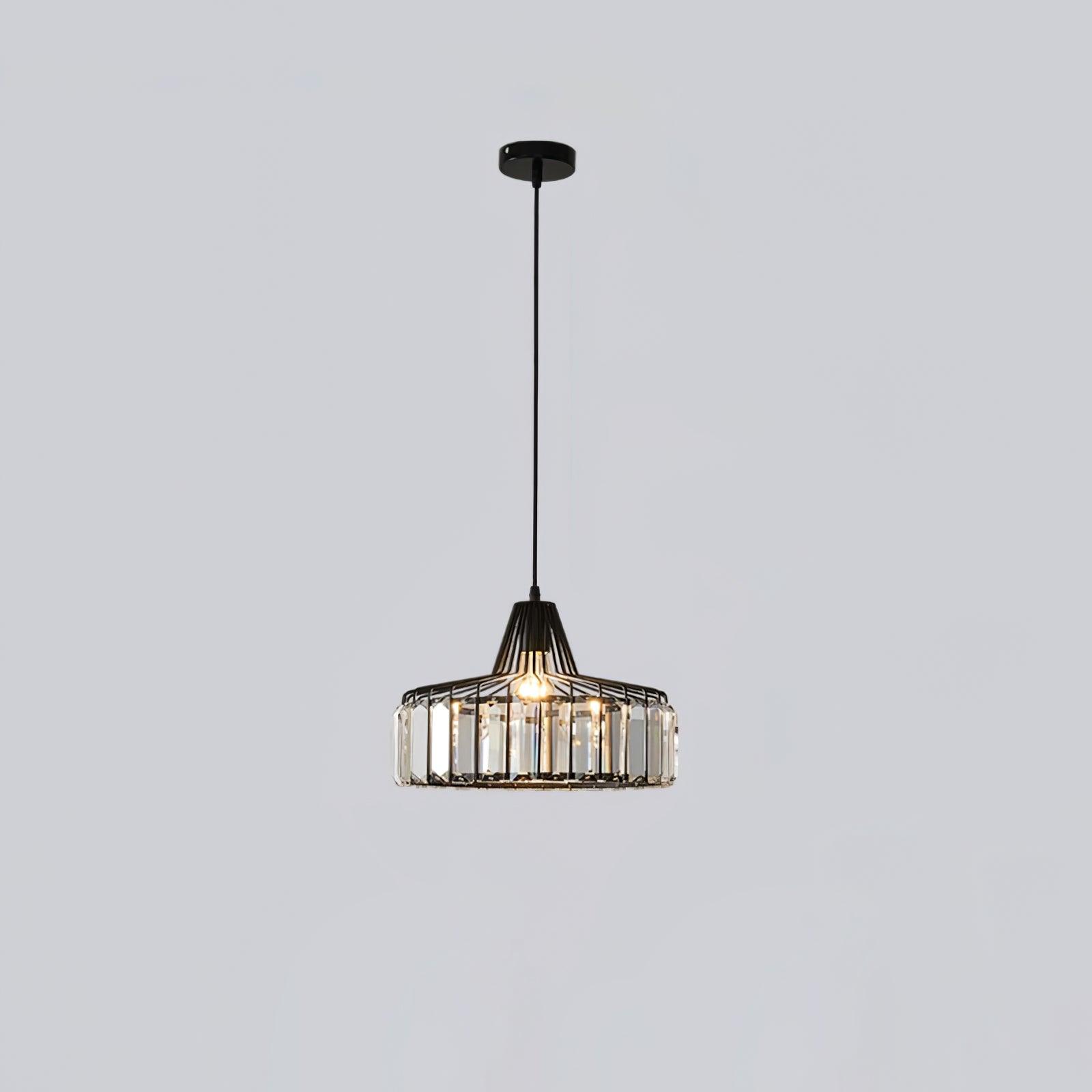 Small black drum pendant with full suspension visible