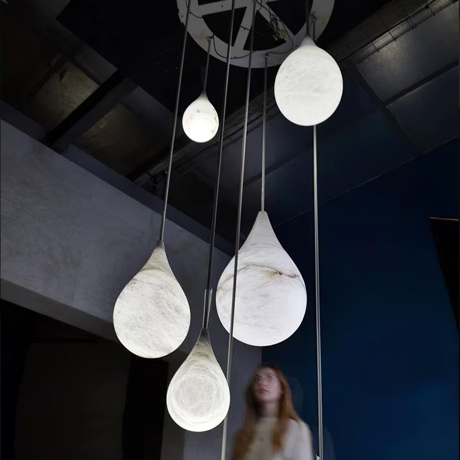 Large grouped marble pendant display