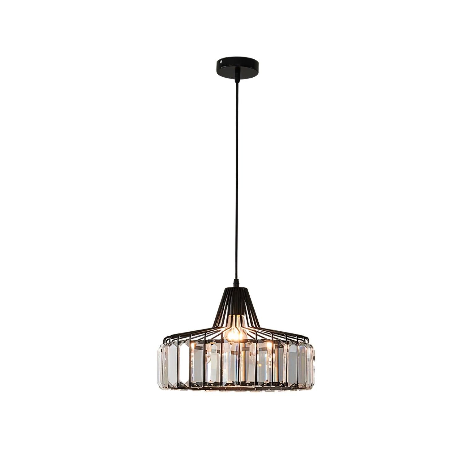 Black pendant shown with cable and round canopy