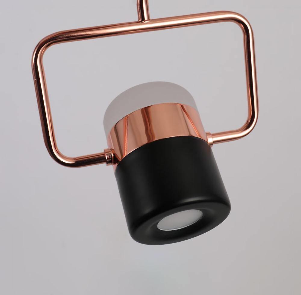 Geometric LED pendant light with adjustable cylindrical heads