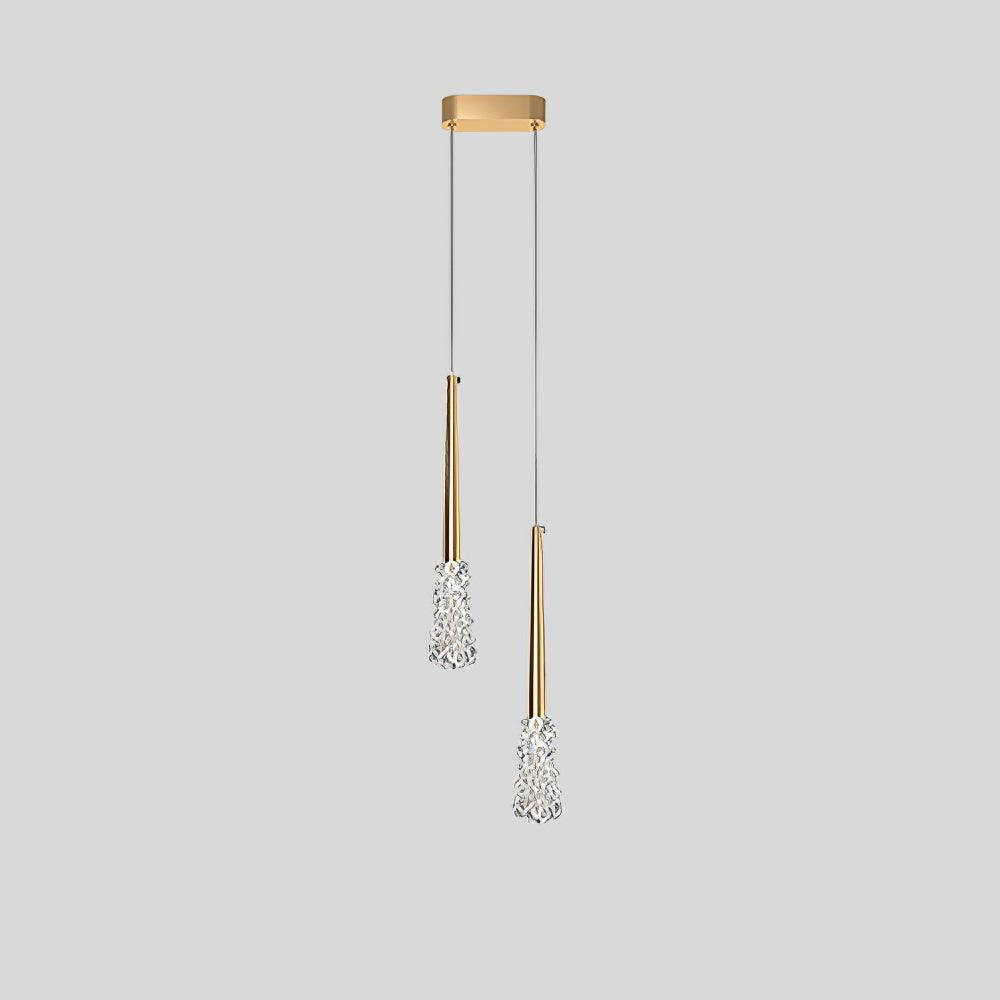 Gold two-head pendant with shared canopy