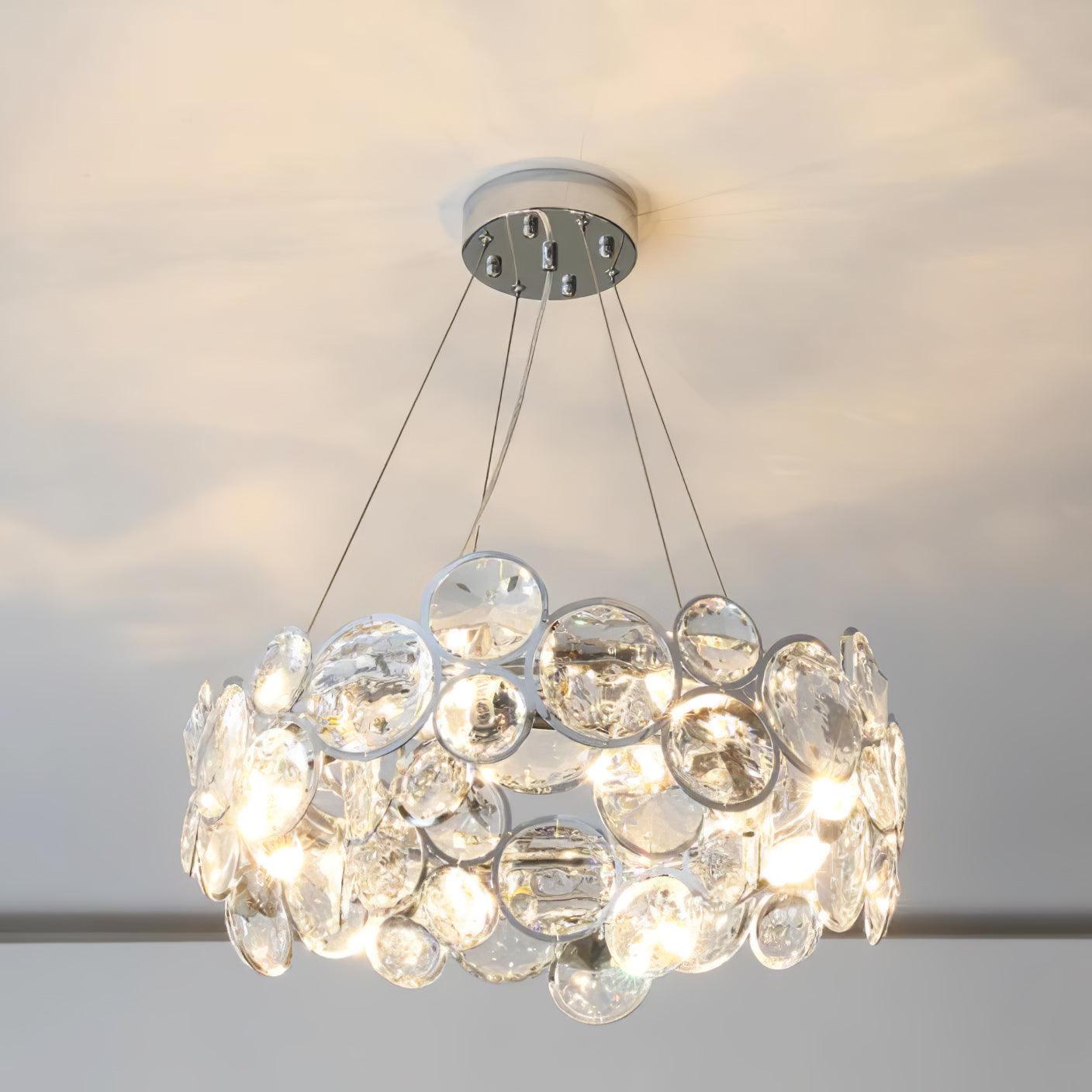 Chrome Round Crystal Chandelier - Cueteks