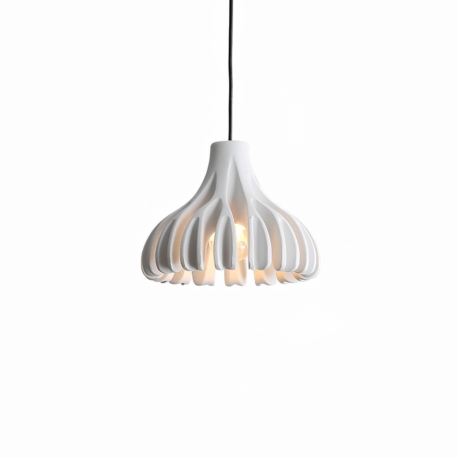 White Coral Resin pendant with a curved open shade and black cable