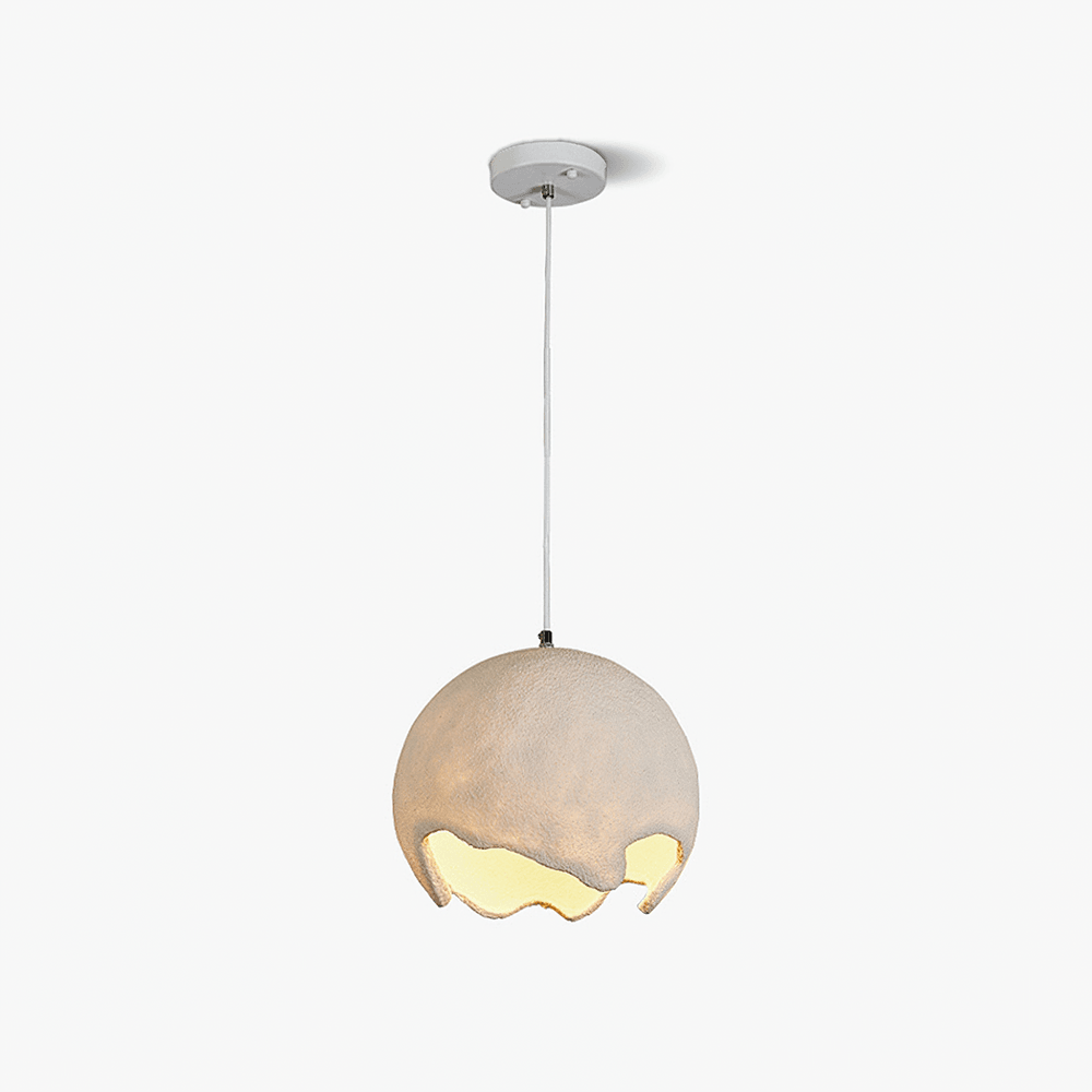 Beige globe pendant with pale cable and round canopy
