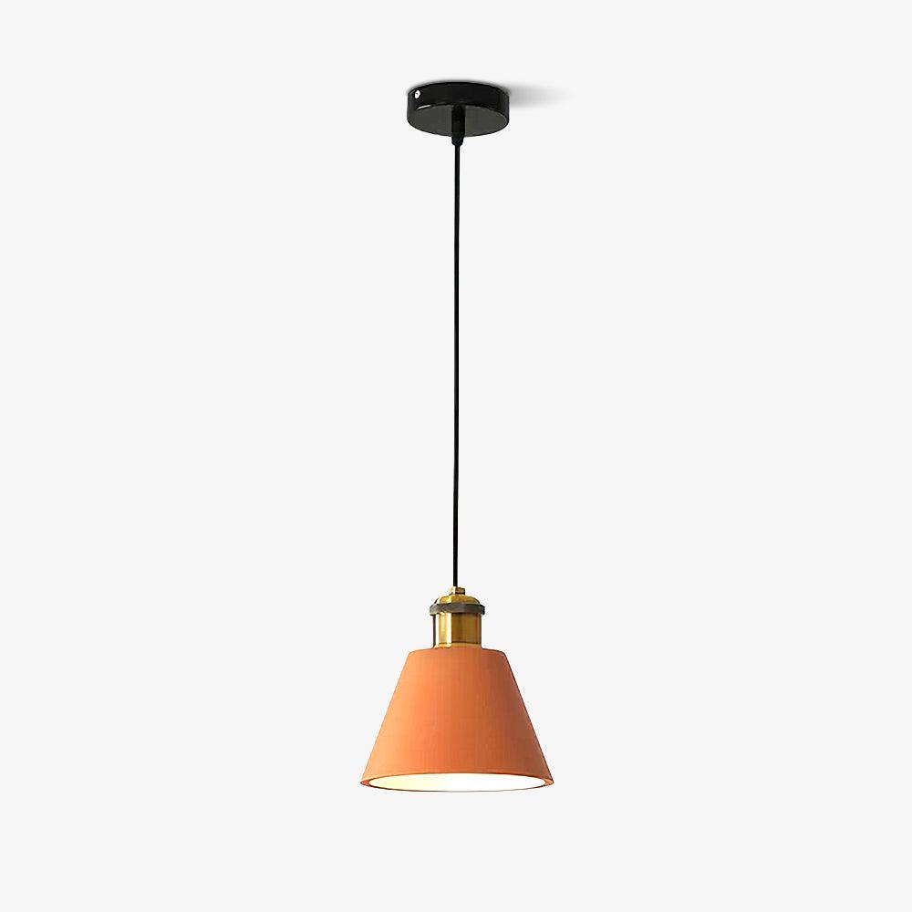 Orange short cone pendant with a round canopy