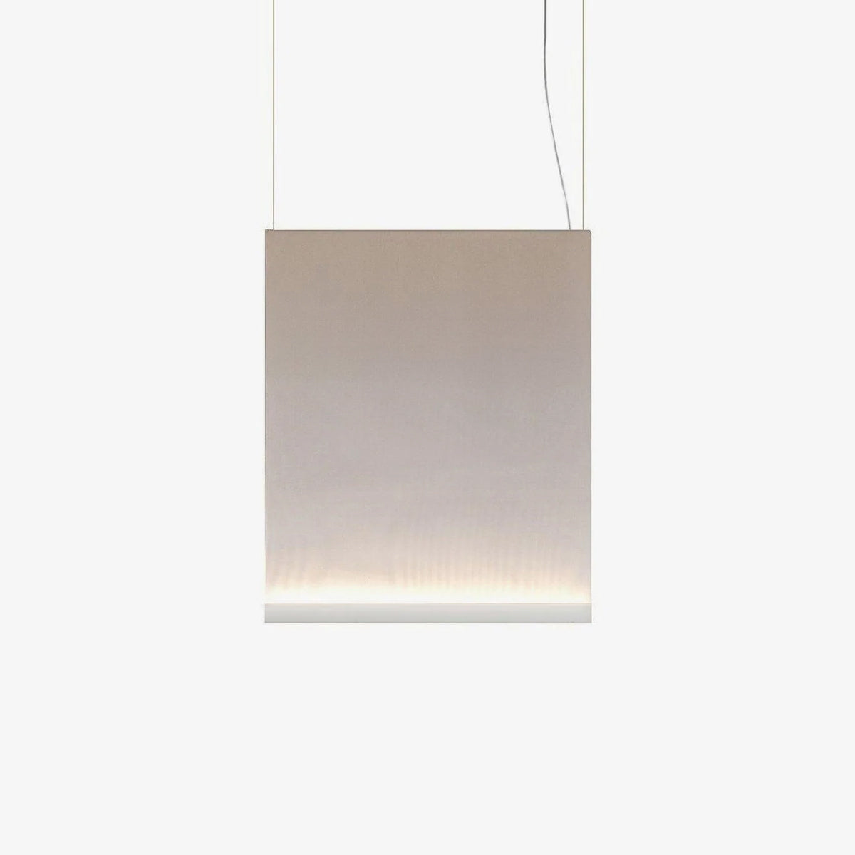 40 × 60 cm fabric pendant with white lower edge and thin suspension wires