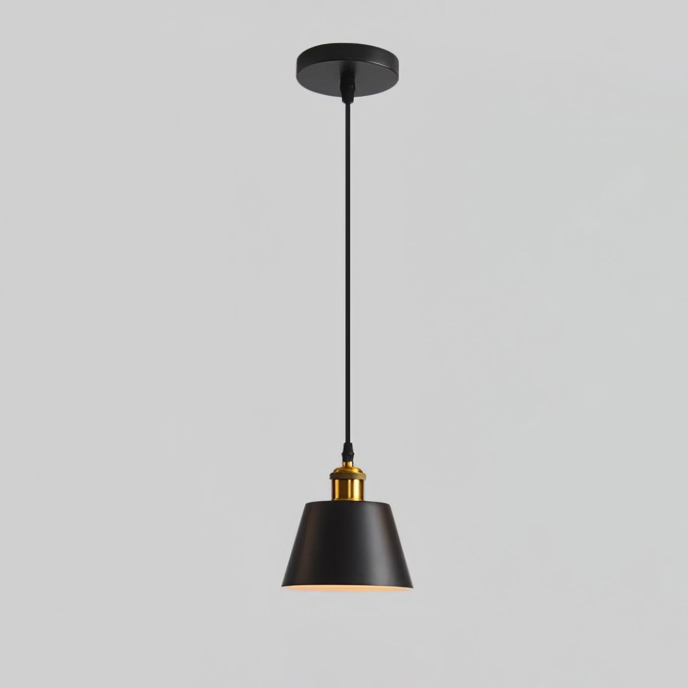 Black cone pendant with cable and canopy