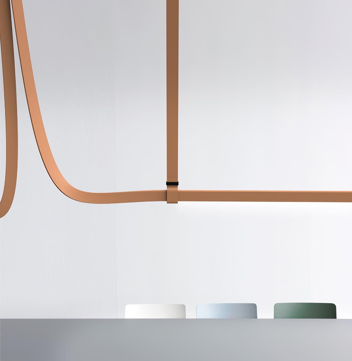 Brown strap joining a straight horizontal profile