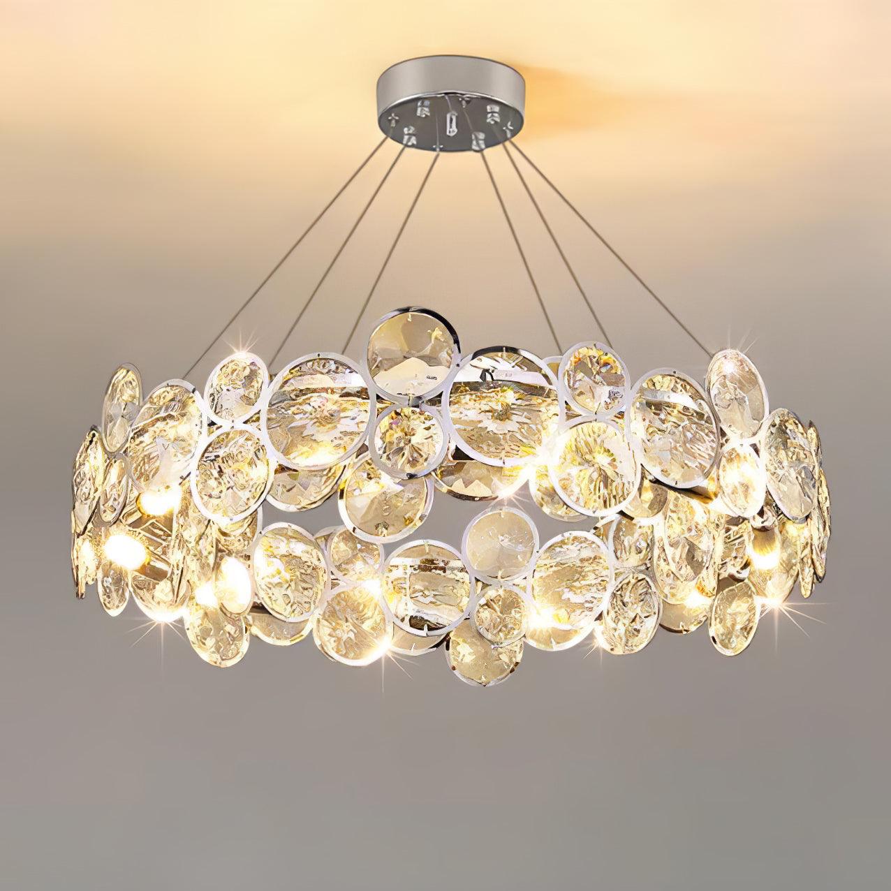 Chrome Round Crystal Chandelier - Cueteks