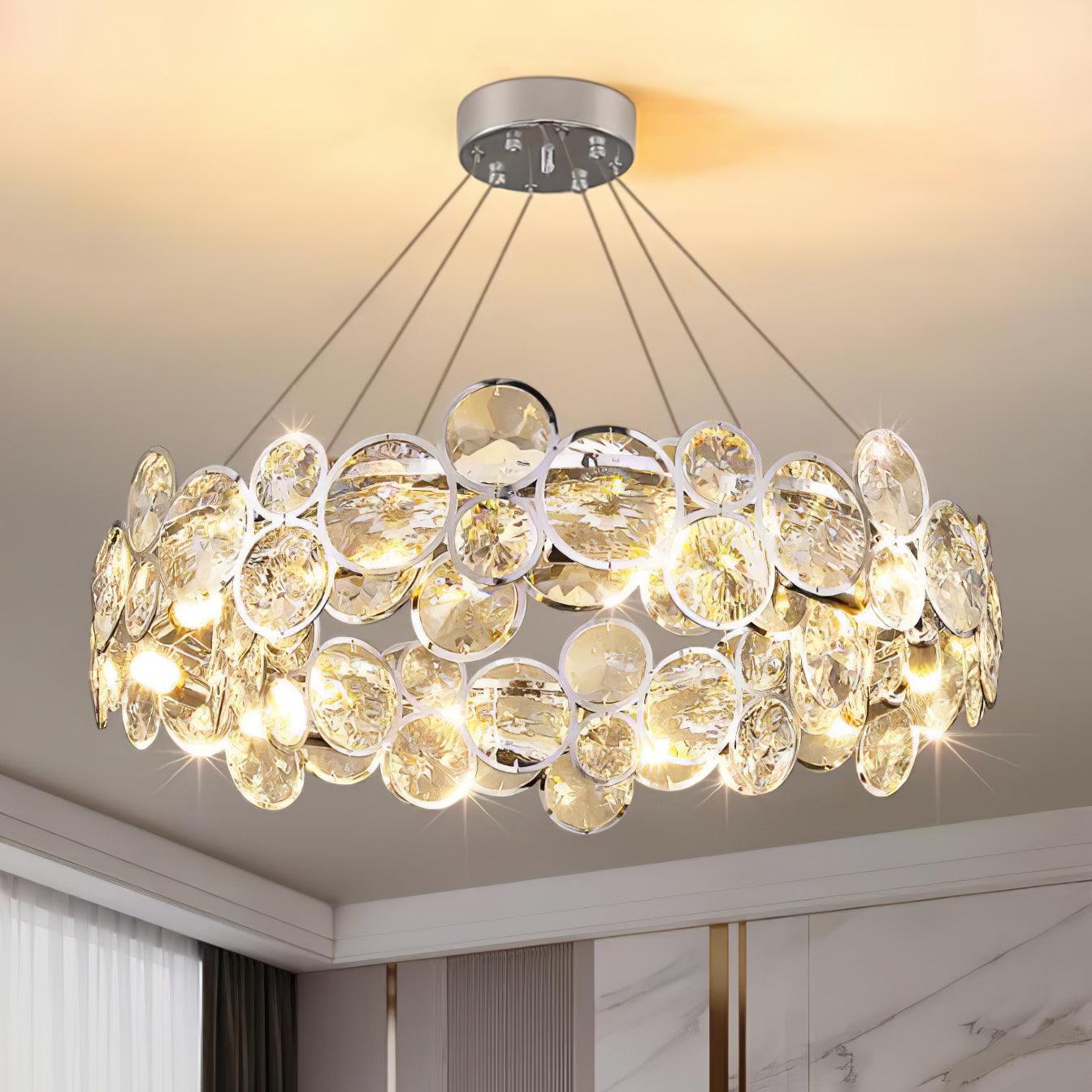 Chrome Round Crystal Chandelier - Cueteks