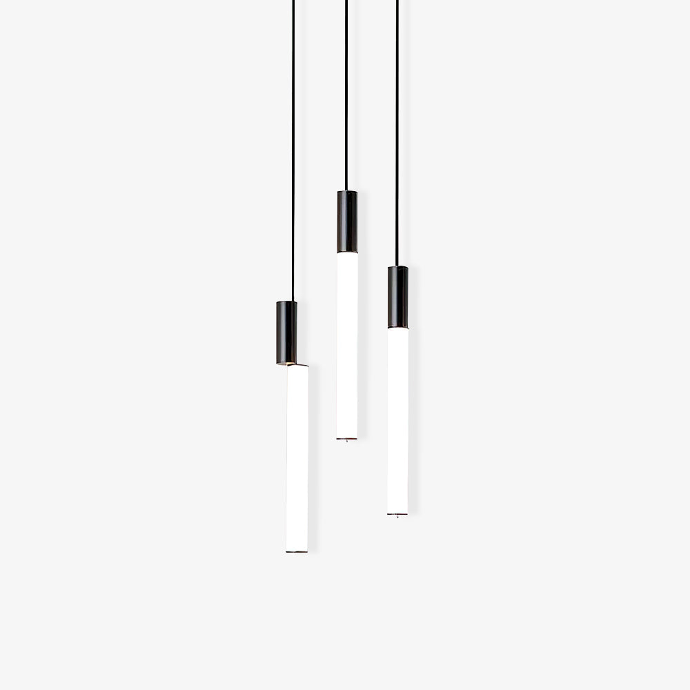 Three suspended Black-and-White acrylic light bars