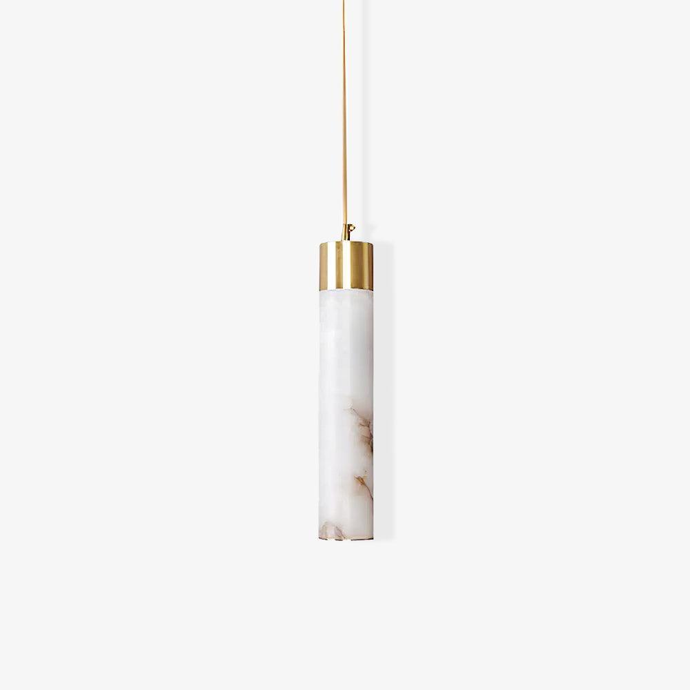 Unlit White Alabaster tube beneath a brass-coloured cap