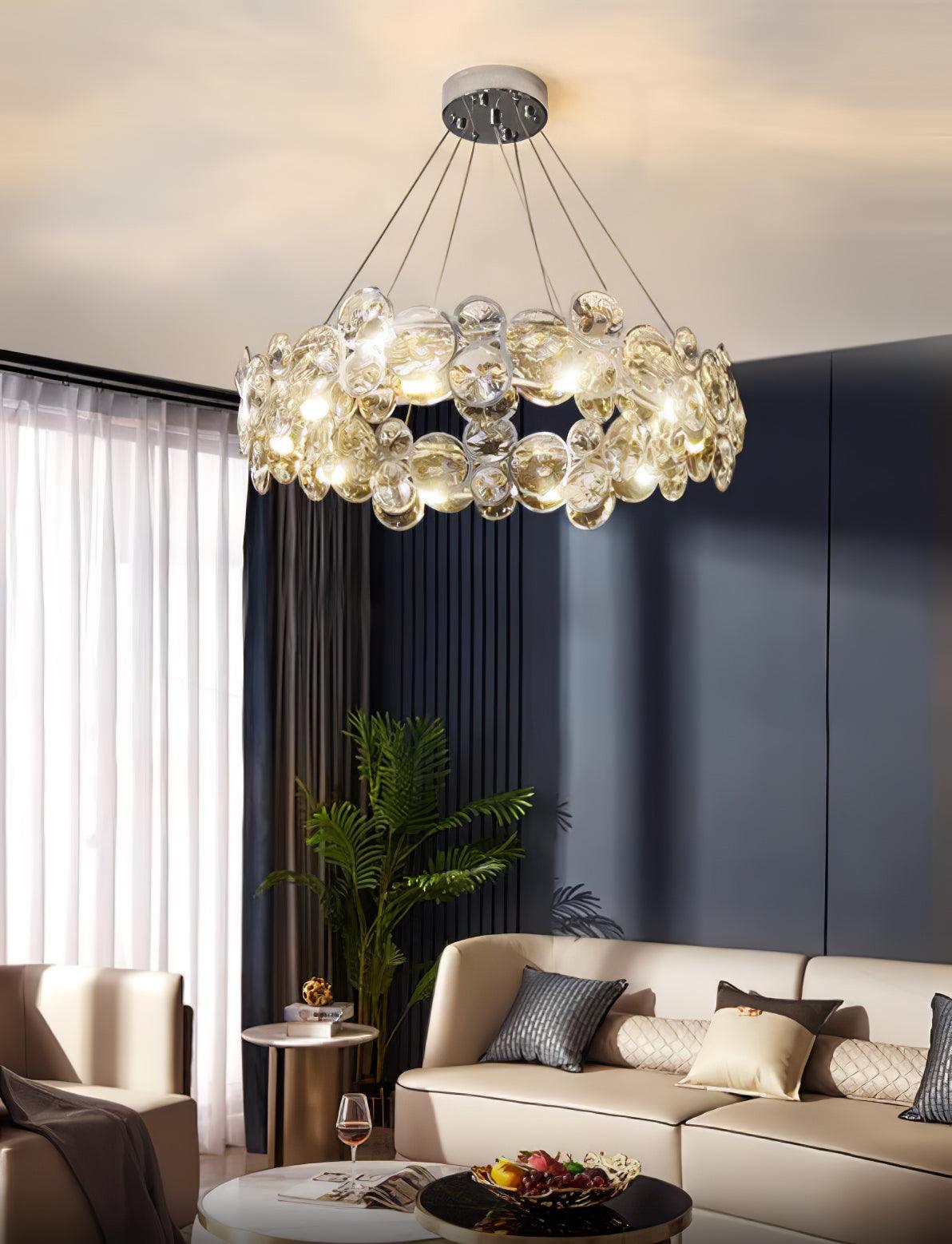 Chrome Round Crystal Chandelier - Cueteks