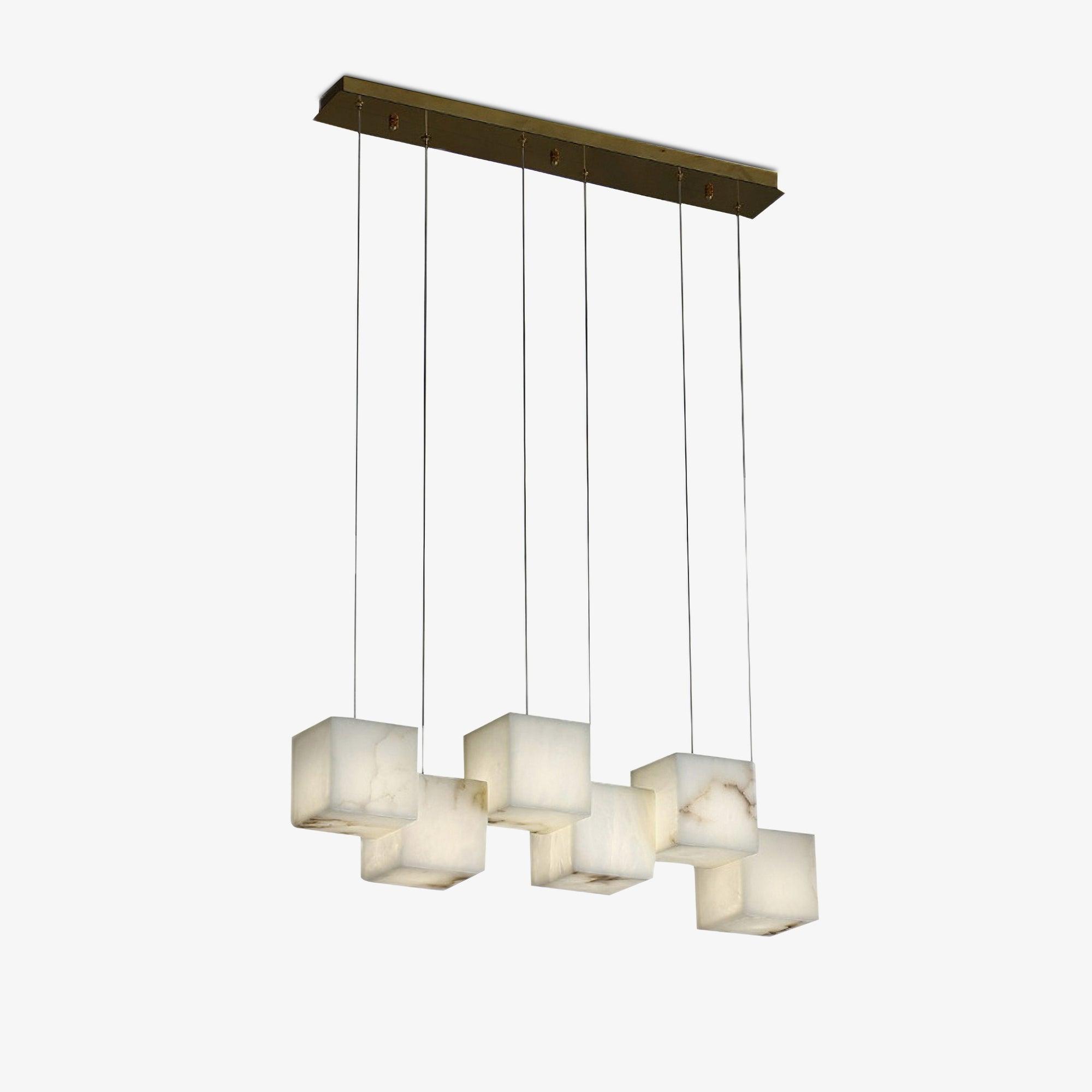 Linear cube pendant against a plain background