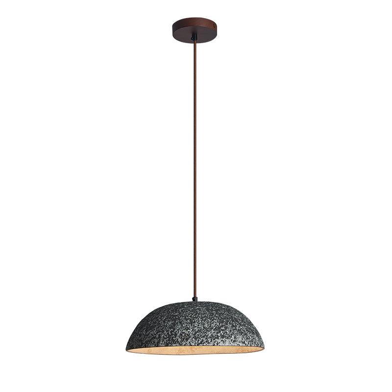 Black half-dome pendant with dark cable and round canopy