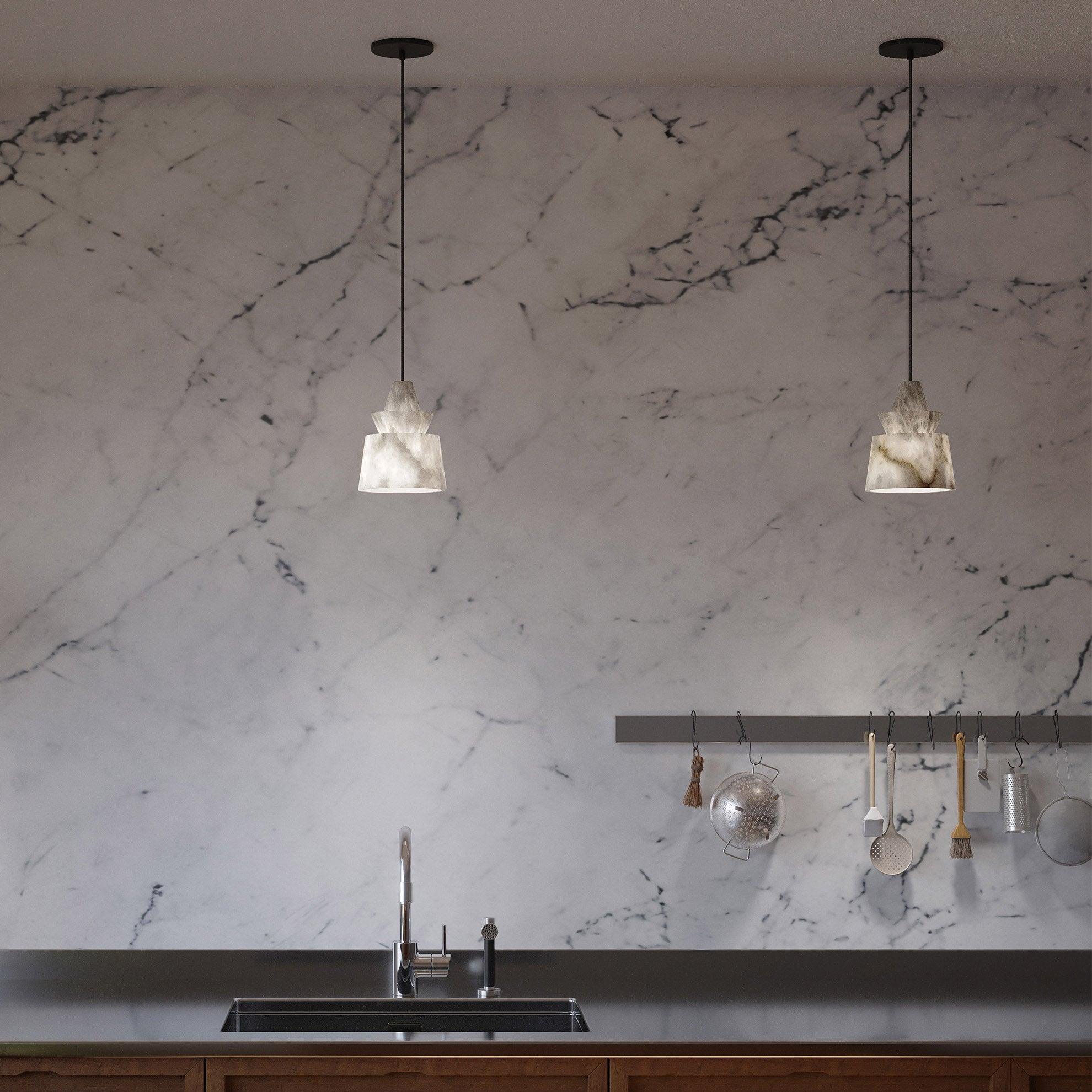 White Alabaster  Pendant Light - Cueteks