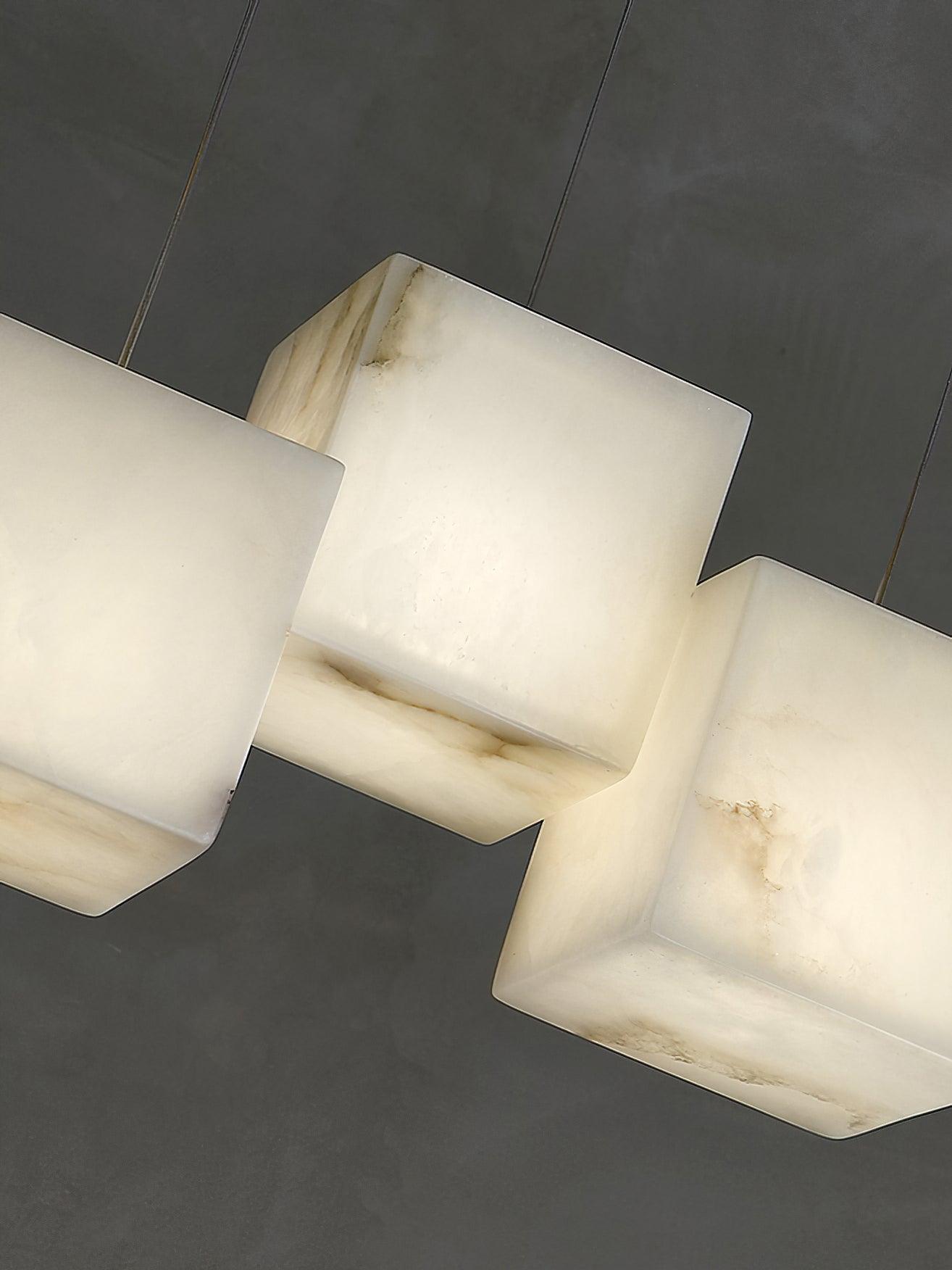 Close view of veining on illuminated White cubes