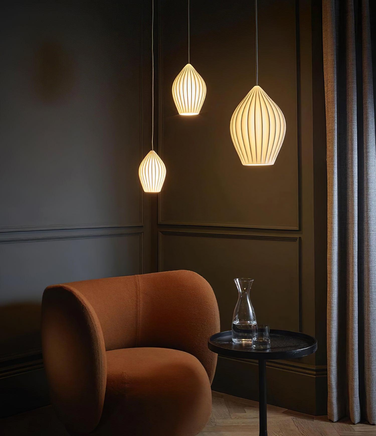 Ceramic Ribbed Pendant light - Cueteks