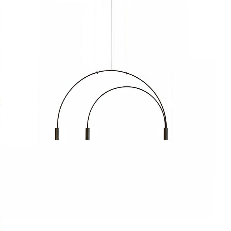 Three-head black Arcs pendant on white