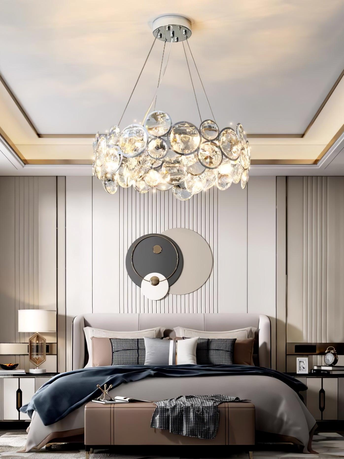 Chrome Round Crystal Chandelier - Cueteks