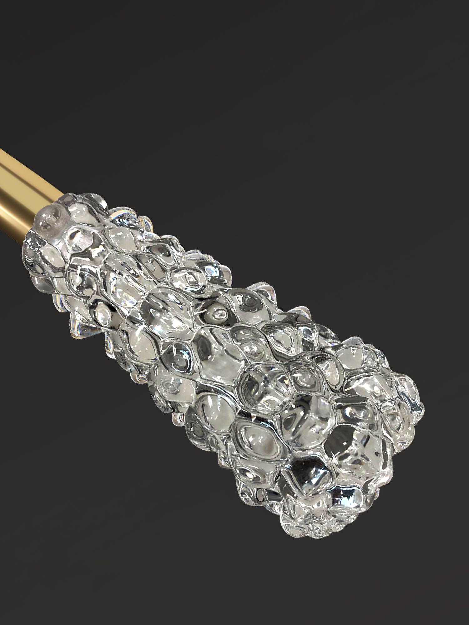 Angled close view of clear textured shade
