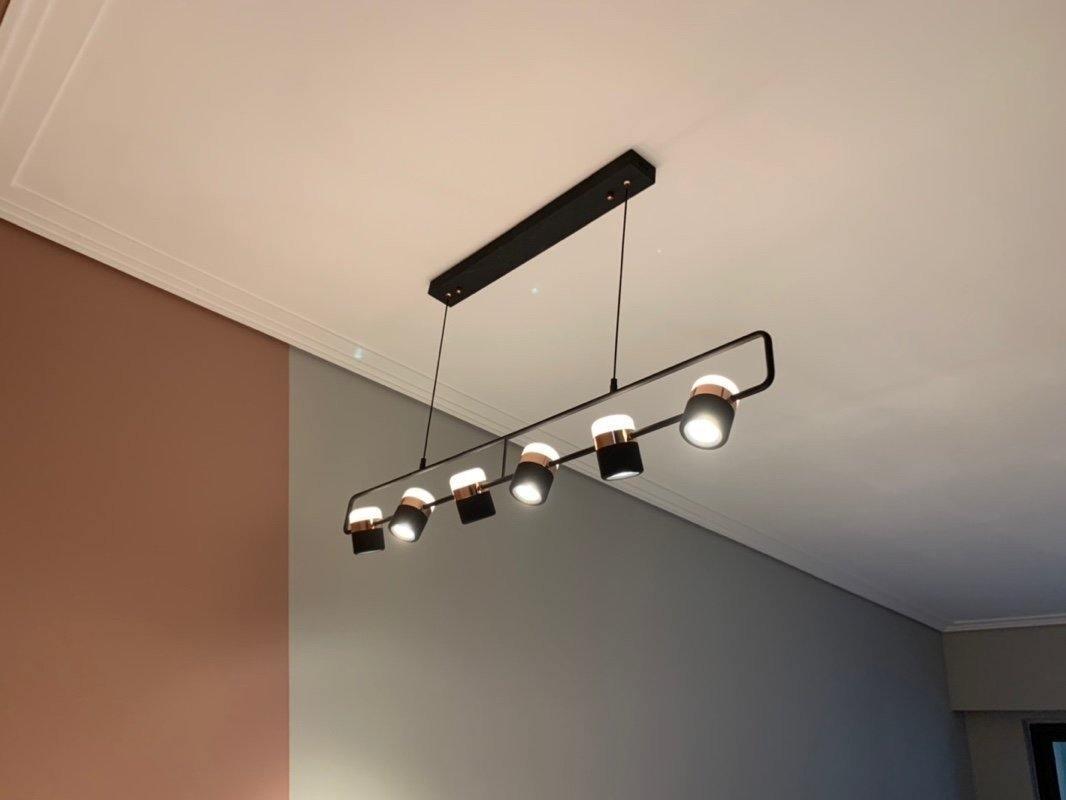 Adjustable LED pendant light with an open geometric frame