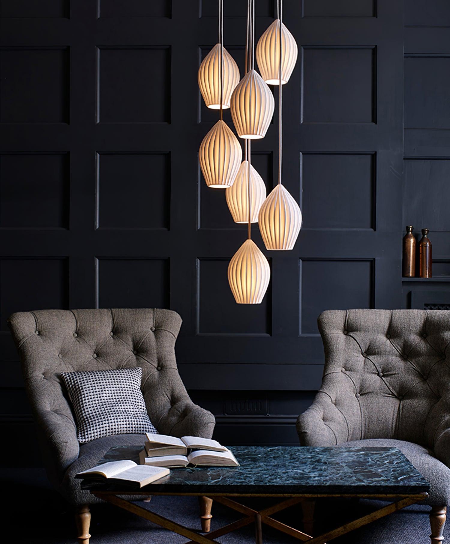 Ceramic Ribbed Pendant light - Cueteks
