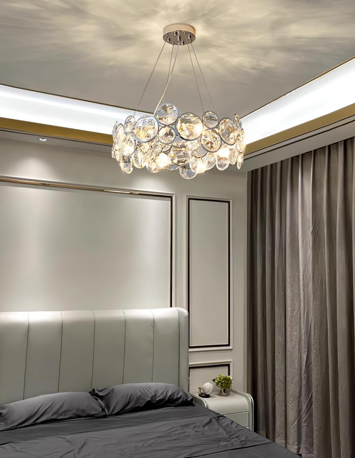 Chrome Round Crystal Chandelier - Cueteks