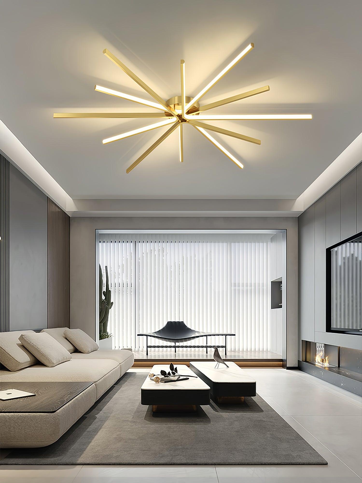 Brass Starbursts Ceiling Lamp - Cueteks