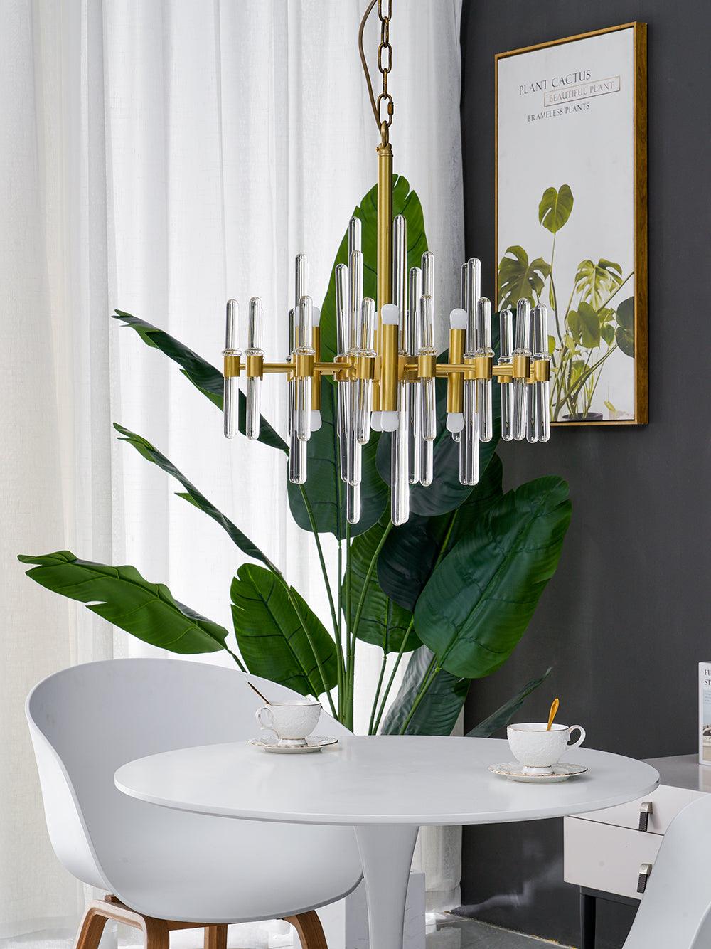 Vintage Antique Brass Chandelier - Cueteks