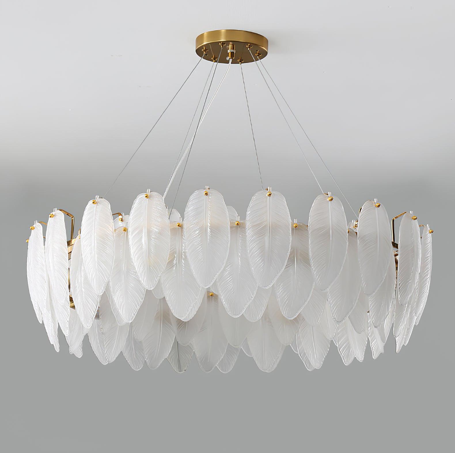 Glass Feather Chandelier - Cueteks