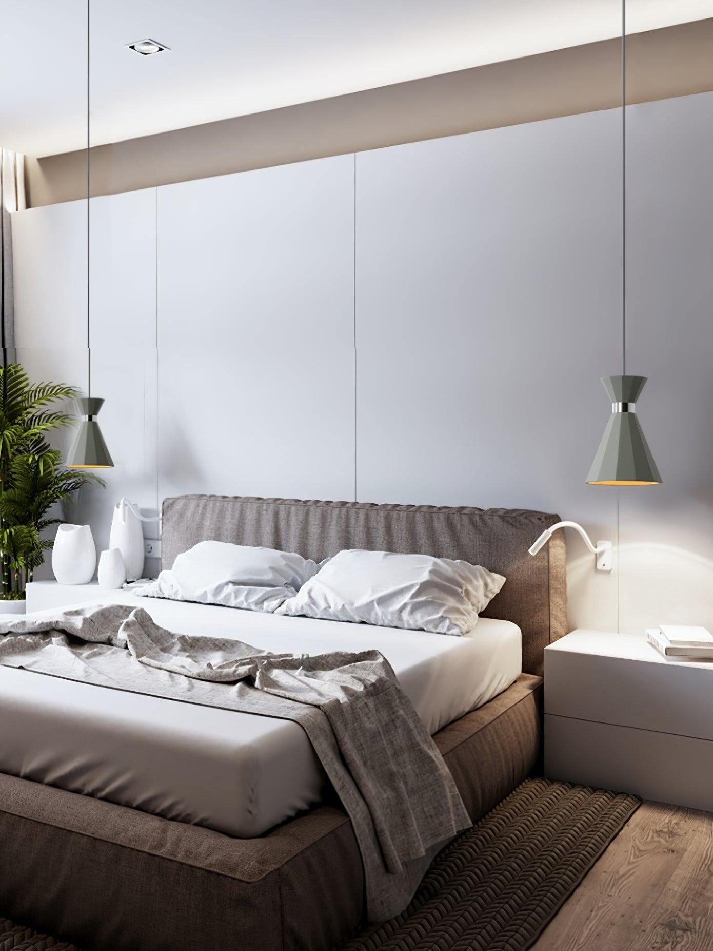 Two pendants at opposite bedsides